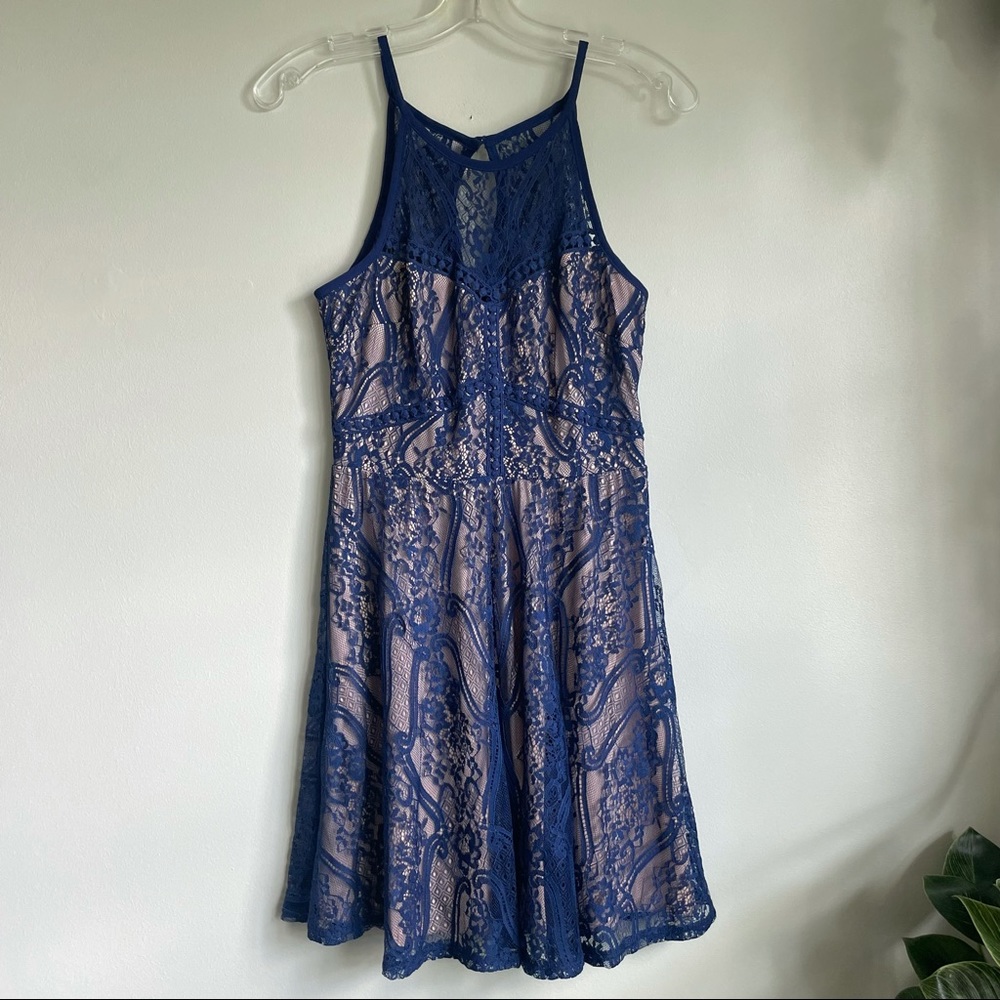 blue lace dress